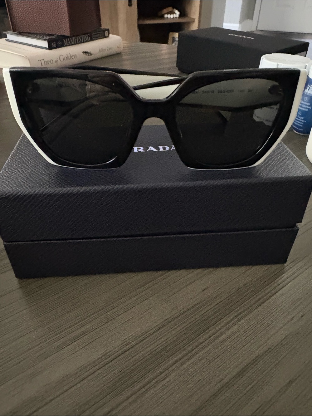 Prada Black and White Oversized Square Sunglasses